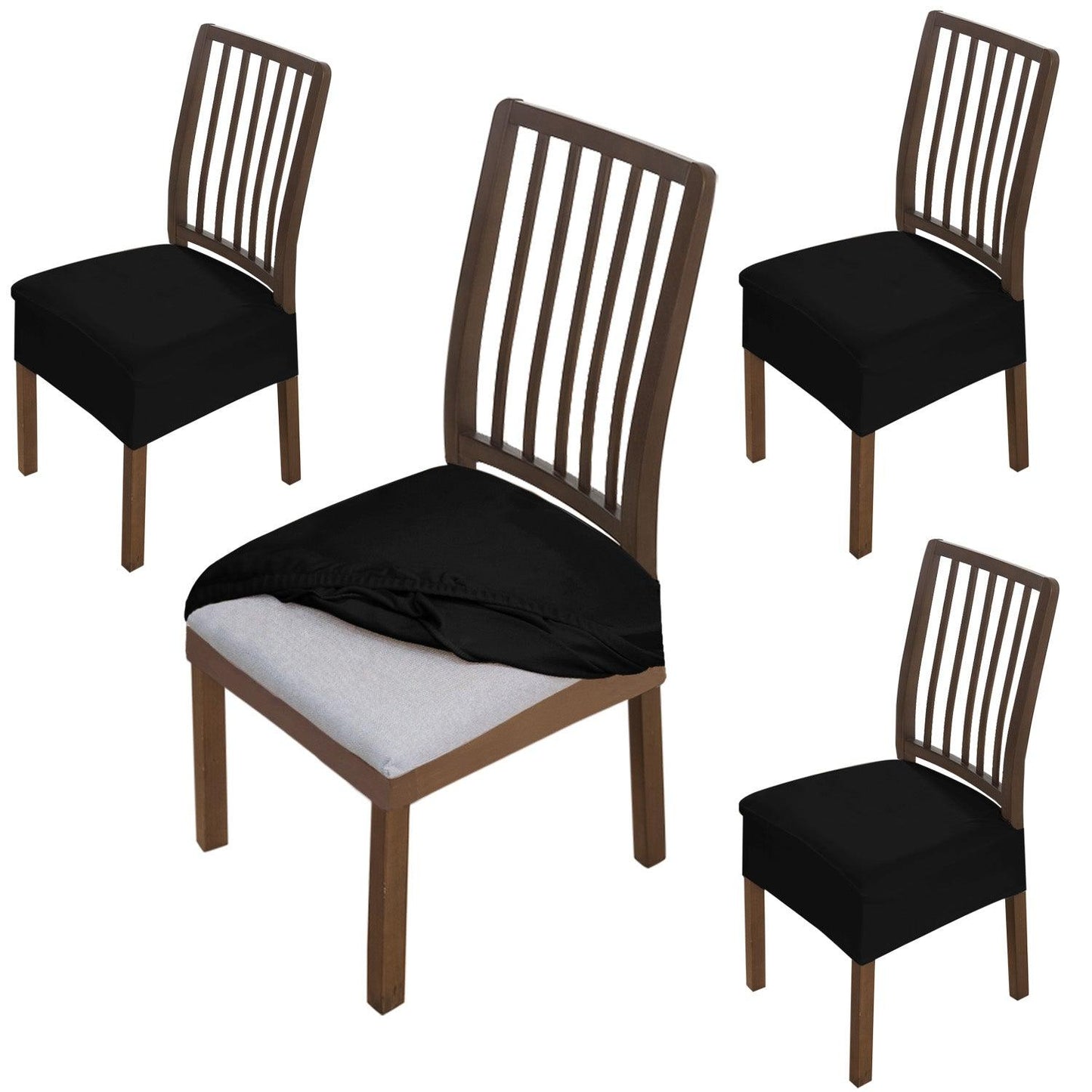 Premium Original Velvet Dining Chair Seat Cushion Cover, Black - HOKIPO | Har Ghar ka Humsafar