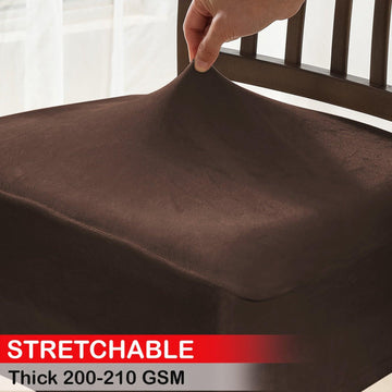 Premium Original Velvet Dining Chair Seat Cushion Cover, Brown - HOKIPO | Har Ghar ka Humsafar
