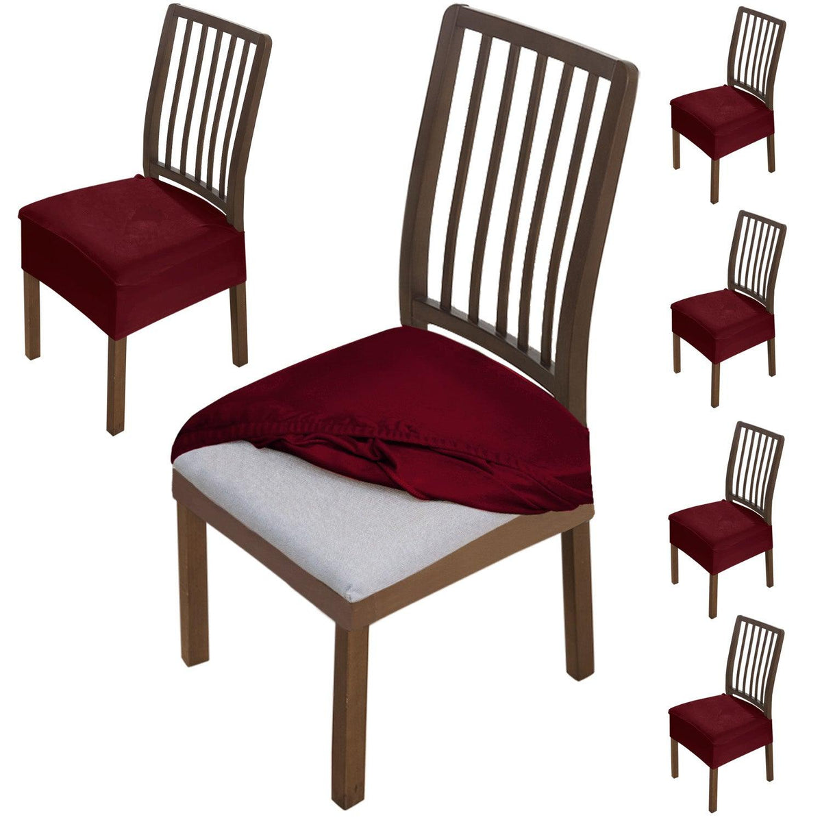 Premium Original Velvet Dining Chair Seat Cushion Cover, Burgundy - HOKIPO | Har Ghar ka Humsafar