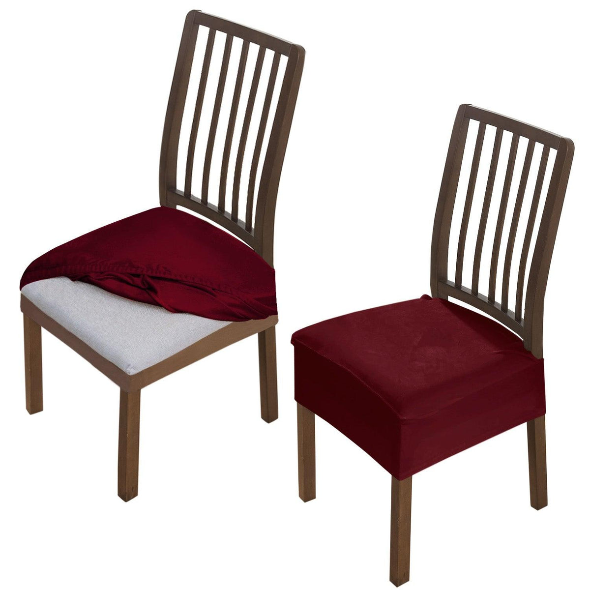 Premium Original Velvet Dining Chair Seat Cushion Cover, Burgundy - HOKIPO | Har Ghar ka Humsafar