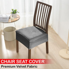 Premium Original Velvet Dining Chair Seat Cushion Cover, Dark Grey - HOKIPO | Har Ghar ka Humsafar