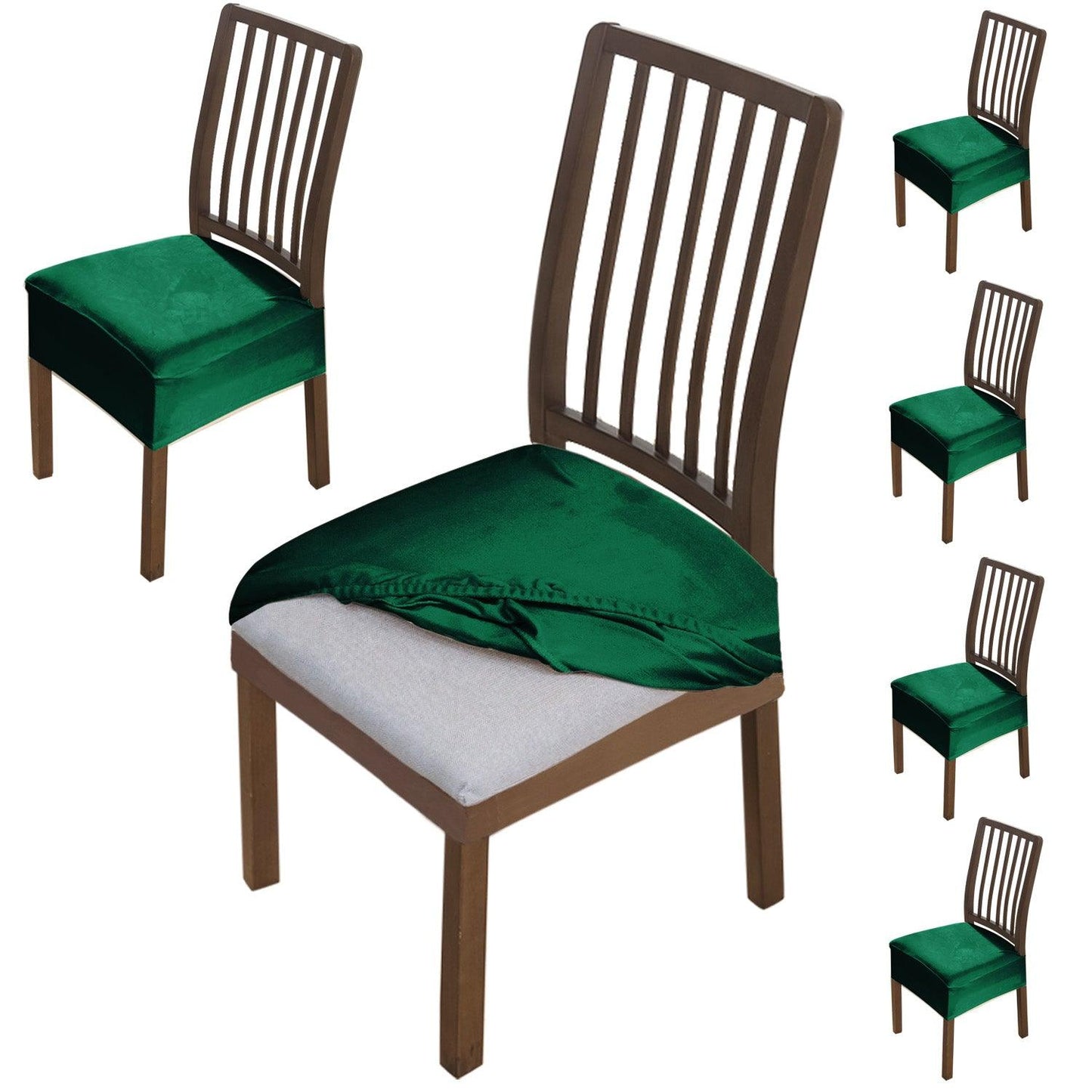 Premium Original Velvet Dining Chair Seat Cushion Cover, Hunter Green - HOKIPO | Har Ghar ka Humsafar