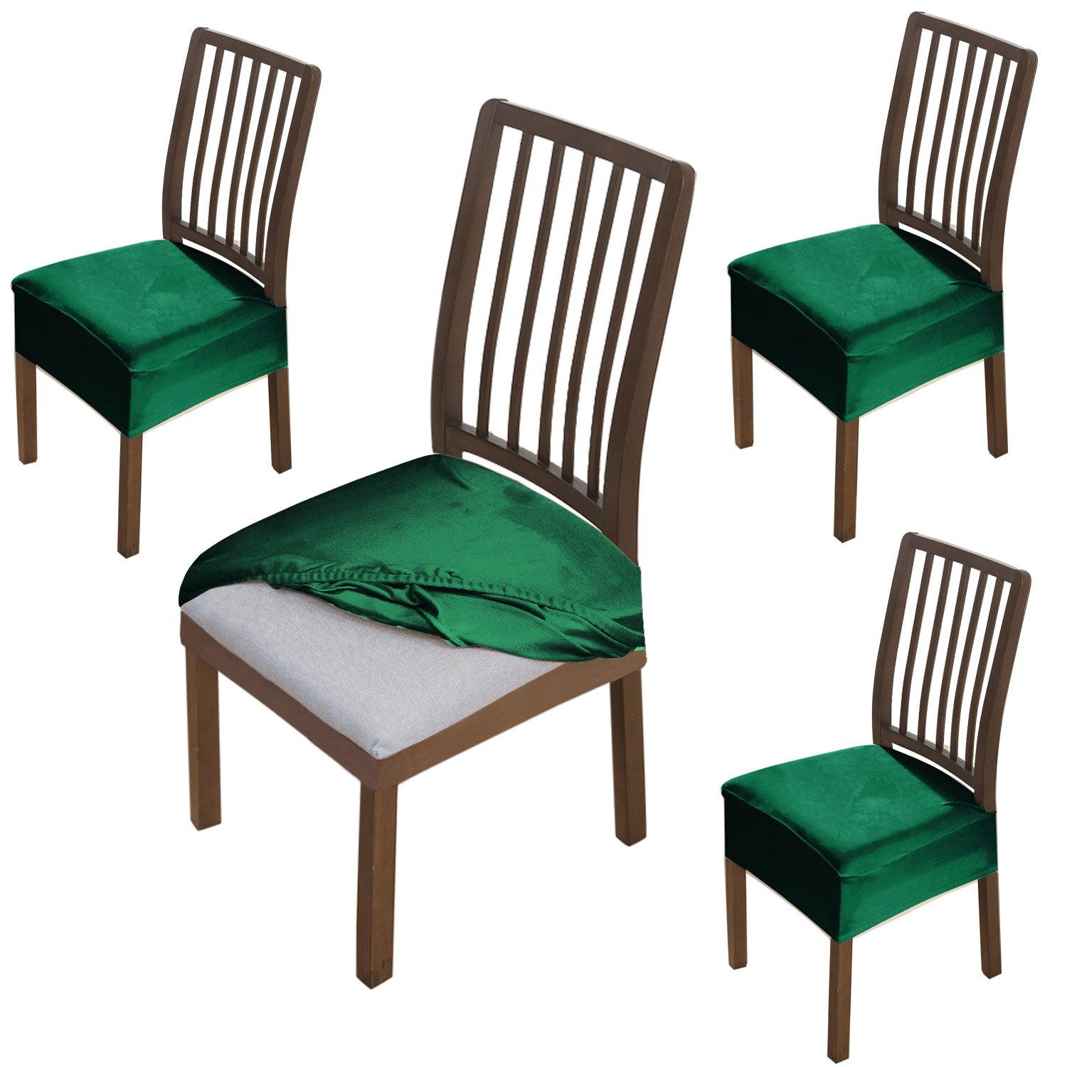 Premium Original Velvet Dining Chair Seat Cushion Cover, Hunter Green - HOKIPO | Har Ghar ka Humsafar