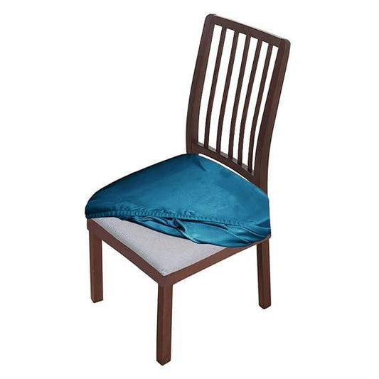 Premium Original Velvet Dining Chair Seat Cushion Cover, Peacock Blue - HOKIPO | Har Ghar ka Humsafar