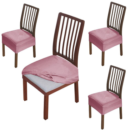 Premium Original Velvet Dining Chair Seat Cushion Cover, Pink - HOKIPO | Har Ghar ka Humsafar