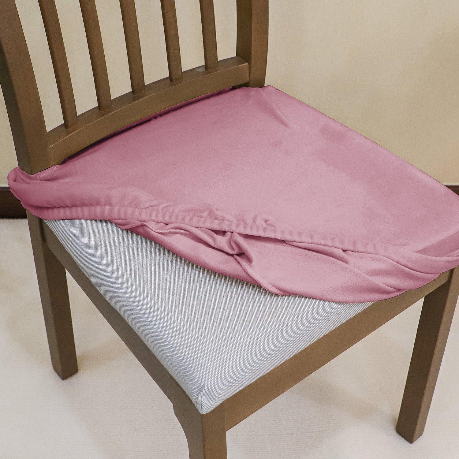 Premium Original Velvet Dining Chair Seat Cushion Cover, Pink - HOKIPO | Har Ghar ka Humsafar