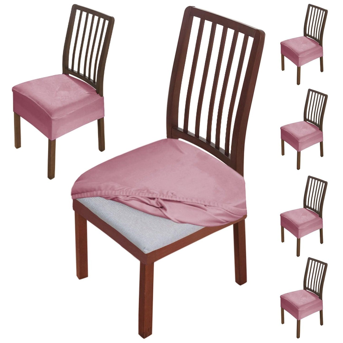 Premium Original Velvet Dining Chair Seat Cushion Cover, Pink - HOKIPO | Har Ghar ka Humsafar