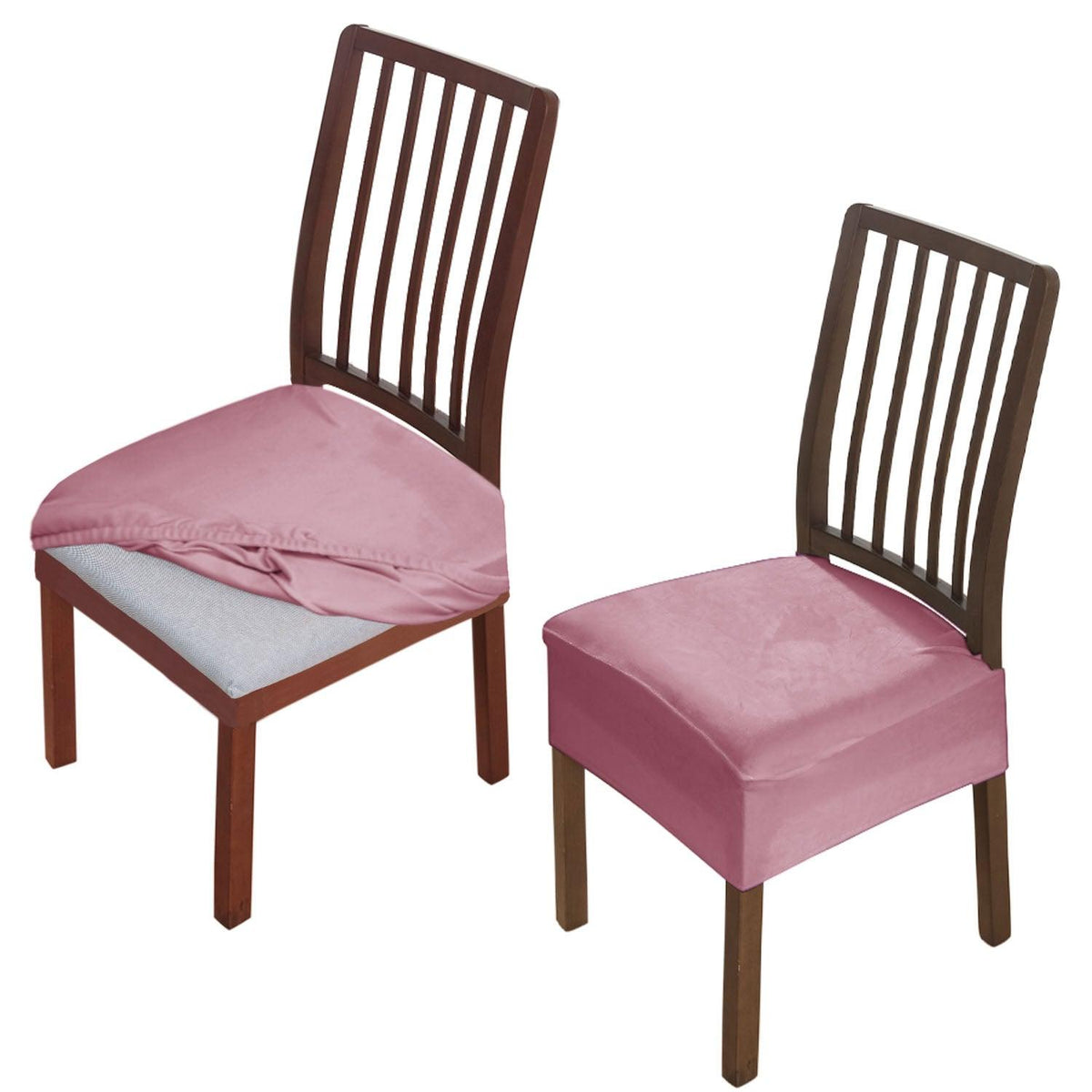 Premium Original Velvet Dining Chair Seat Cushion Cover, Pink - HOKIPO | Har Ghar ka Humsafar