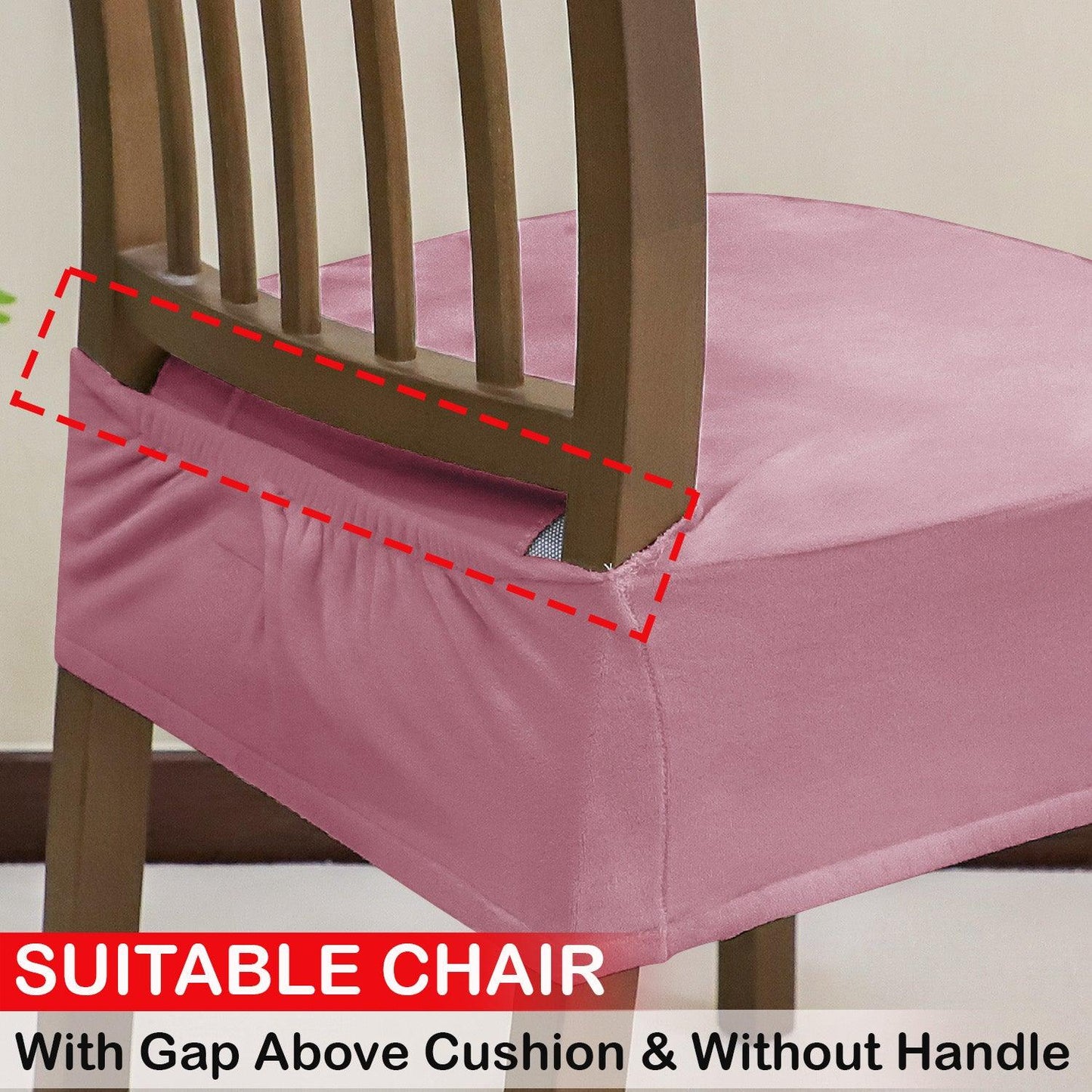 Premium Original Velvet Dining Chair Seat Cushion Cover, Pink - HOKIPO | Har Ghar ka Humsafar