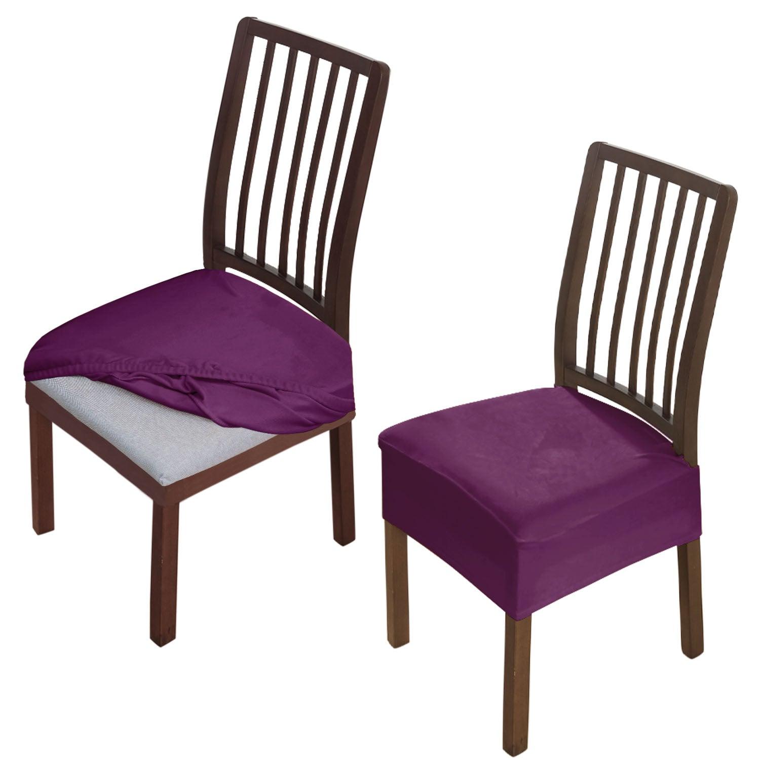 Premium Original Velvet Dining Chair Seat Cushion Cover, Purple - HOKIPO | Har Ghar ka Humsafar