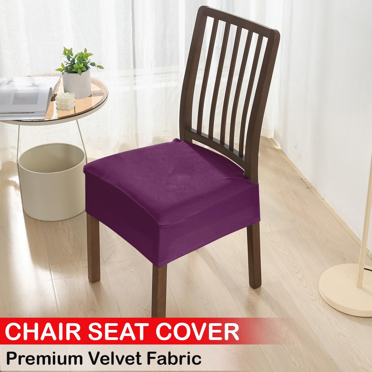 Premium Original Velvet Dining Chair Seat Cushion Cover, Purple - HOKIPO | Har Ghar ka Humsafar