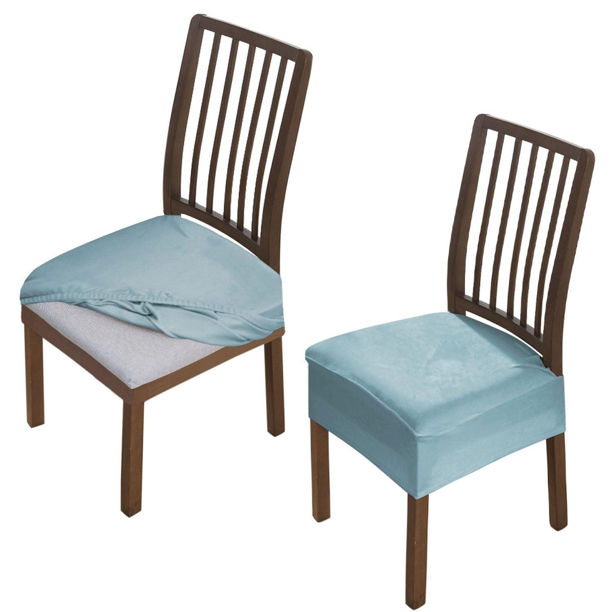 Premium Original Velvet Dining Chair Seat Cushion Cover, Sky Blue - HOKIPO | Har Ghar ka Humsafar