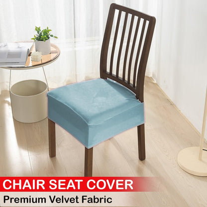 Premium Original Velvet Dining Chair Seat Cushion Cover, Sky Blue - HOKIPO | Har Ghar ka Humsafar