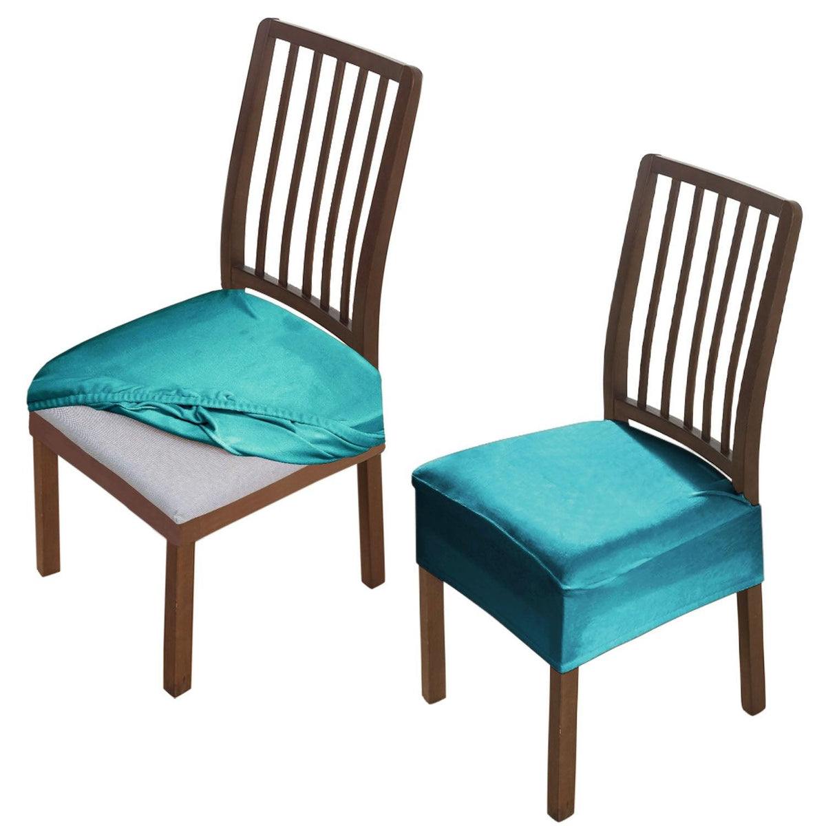 Premium Original Velvet Dining Chair Seat Cushion Cover, Turquoise - HOKIPO | Har Ghar ka Humsafar