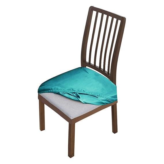 Premium Original Velvet Dining Chair Seat Cushion Cover, Turquoise Pack  of