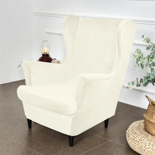 Premium Original Velvet Wing Chair Cover, Beige - HOKIPO | Har Ghar ka Humsafar