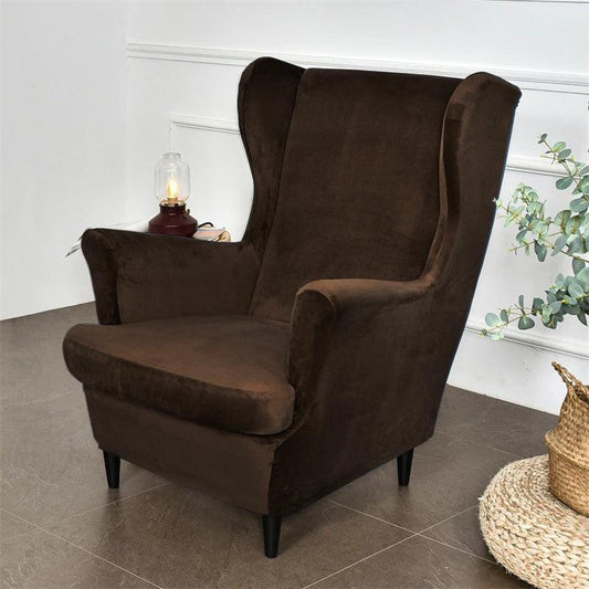 Premium Original Velvet Wing Chair Cover, Brown - HOKIPO | Har Ghar ka Humsafar