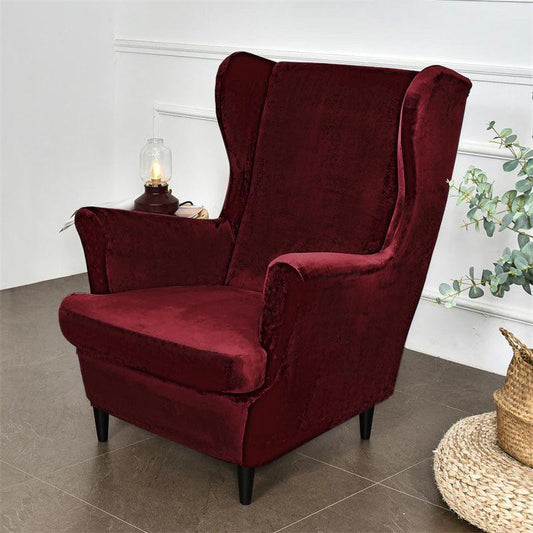 Premium Original Velvet Wing Chair Cover, Burgundy - HOKIPO | Har Ghar ka Humsafar