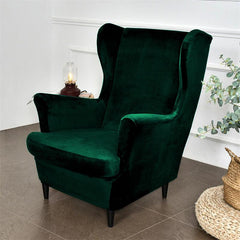 Premium Original Velvet Wing Chair Cover, Hunter Green - HOKIPO | Har Ghar ka Humsafar