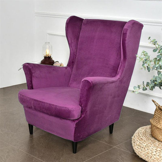 Premium Original Velvet Wing Chair Cover, Purple - HOKIPO | Har Ghar ka Humsafar