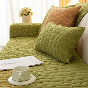 Premium Pebble Milk Velvet Anti Slip Sofa Mat for 1/2/3 Seater, Pristine Green - HOKIPO | Har Ghar ka Humsafar