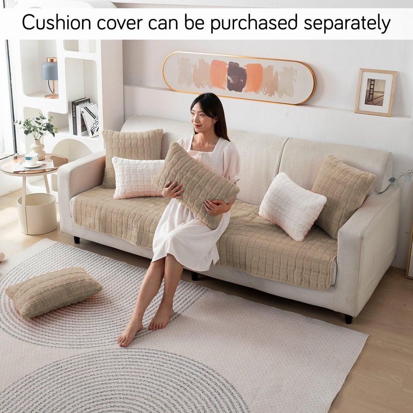 Premium Plush Anti Slip Sofa Mat for 1/2/3 Seater, Beige - HOKIPO | Har Ghar ka Humsafar