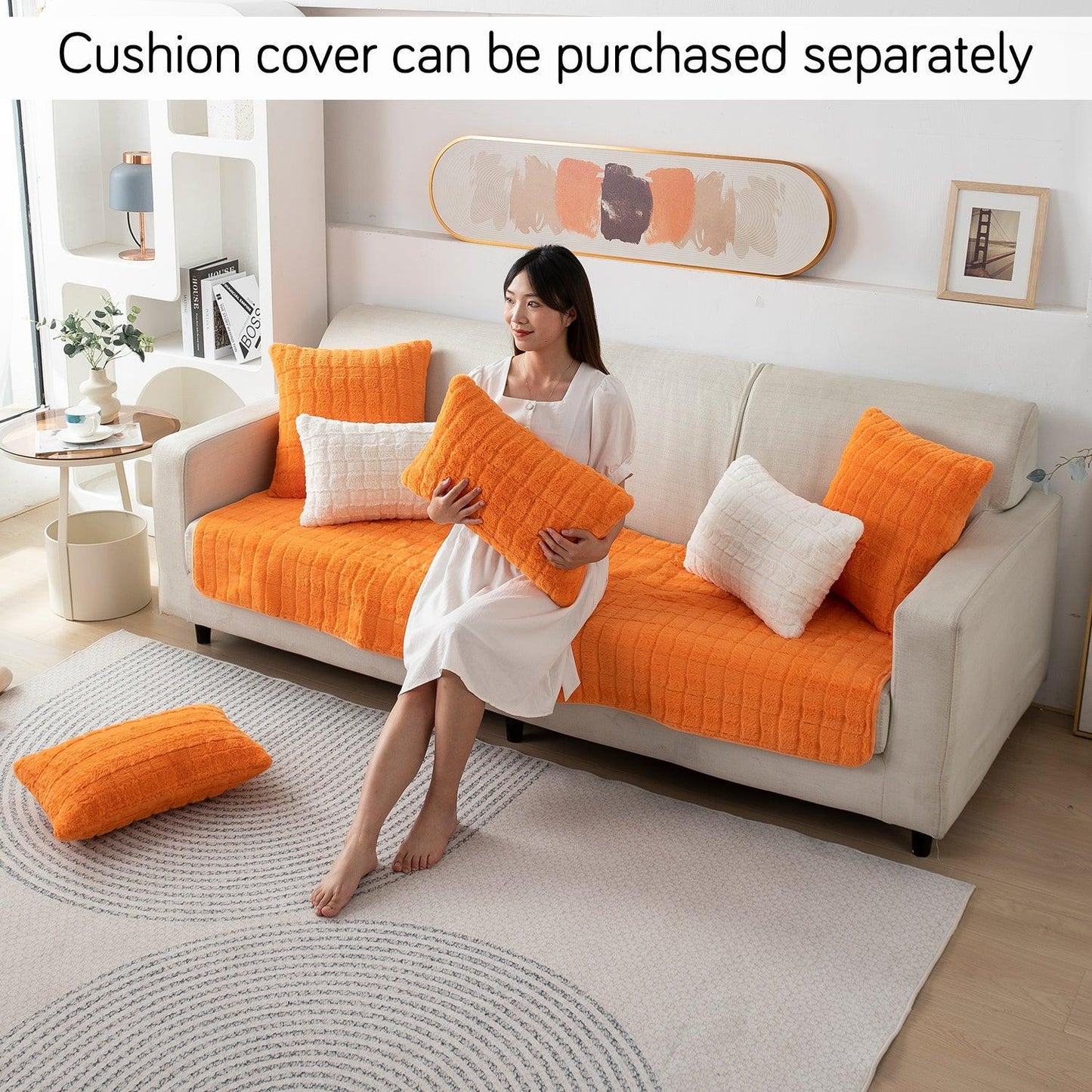 Premium Plush Anti Slip Sofa Mat for 1/2/3 Seater, Orange - HOKIPO | Har Ghar ka Humsafar