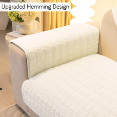 Premium Plush Sofa Cover Mat with 2 Armrest Cover, White - HOKIPO | Har Ghar ka Humsafar