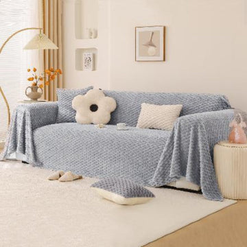 Premium Rabbit Plush Sofa Throw Blanket, Ice Grey - HOKIPO | Har Ghar ka Humsafar
