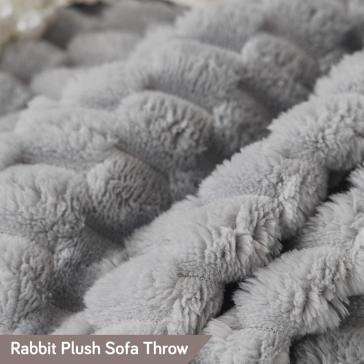 Ice Grey Skin-friendly and non-shedding Premium Rabbit Plush Sofa Throw Cover | HOKIPO