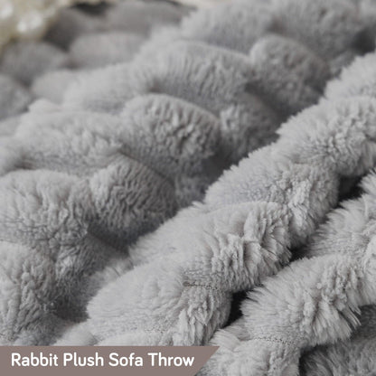 Premium Rabbit Plush Sofa Throw Blanket, Ice Grey - HOKIPO | Har Ghar ka Humsafar