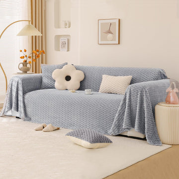 Premium Rabbit Plush Sofa Throw Blanket, Ice Grey - HOKIPO | Har Ghar ka Humsafar