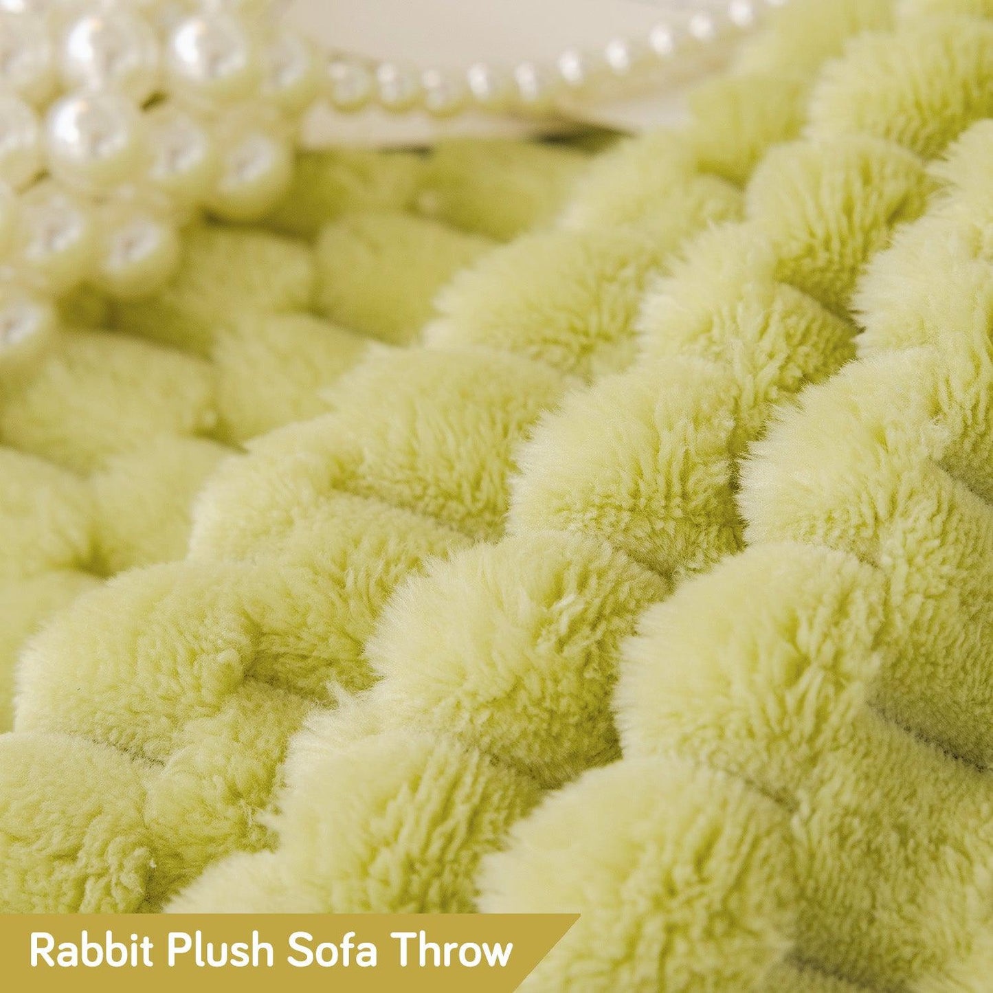 Premium Rabbit Plush Sofa Throw, Pastel Green - HOKIPO | Har Ghar ka Humsafar