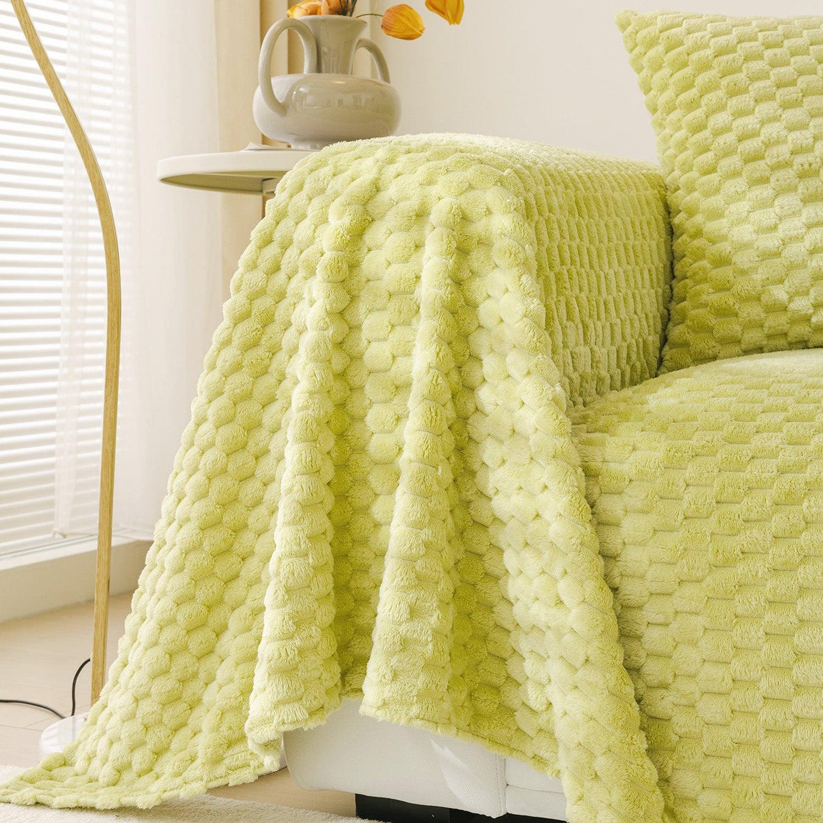 Shop Pastel Green Premium Rabbit Plush Sofa Throw online at HOKIPO