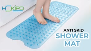 PVC Shower Mat Anti-Slip with Massage Acupressure Points, 46x78 cm, Blue