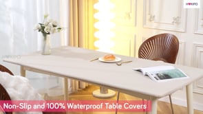 HOKIPO 100% Waterproof Non-Slip Stretch Table Cover, Light Brown