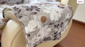 Quilted Recliner Water Repellent & Waterproof Cover for Small / Large - Intense Grey Abstract Floral