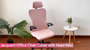 Stretchable Jacquard Office Boss Chair Seat Cover with Headrest Cover for Computer Desk Chair, Dark Grey