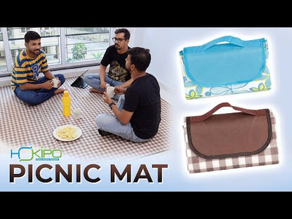HOKIPO Foldable Waterproof and Sandproof Picnic Mat Blanket, Checks Brown