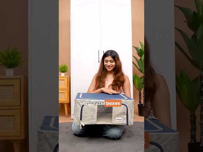 Foldable Cloth Storage Organizer for Wardrobe, Blue Blossom