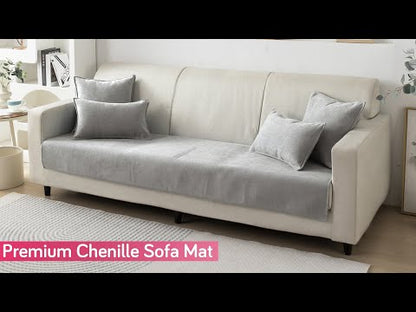 Premium Chenille Anti Slip Sofa Seat Mat for 1/2/3 Seater, Light Grey