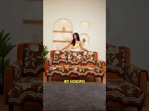 Chenille Sofa Cover Mat with Curvy Edges, 'Retro Curves Series' Sofa Mat, Walnut Brown