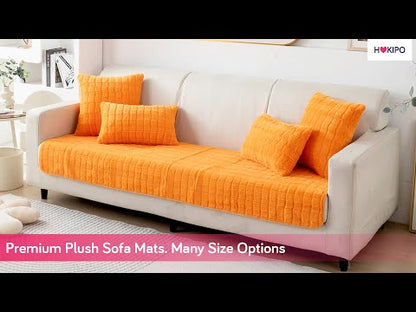 Premium Plush Anti Slip Sofa Mat for 1/2/3 Seater, Orange