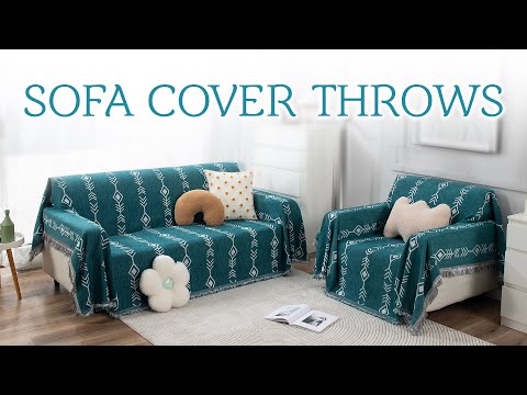Thick, Soft and Pet Friendly Chenille Sofa Cover Throw, Grey Aztec
