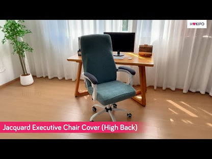 Office Chair Cover for Executive Chair (High-Back) – 170 GSM Stretchable Jacquard – Washable & Anti-Slip – Fits Big & Tall Office Chairs, Black
