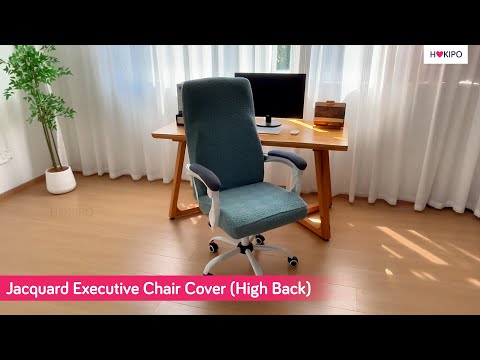 Office Chair Cover for Executive Chair (High-Back) – 170 GSM Stretchable Jacquard – Washable & Anti-Slip – Fits Big & Tall Office Chairs, Black