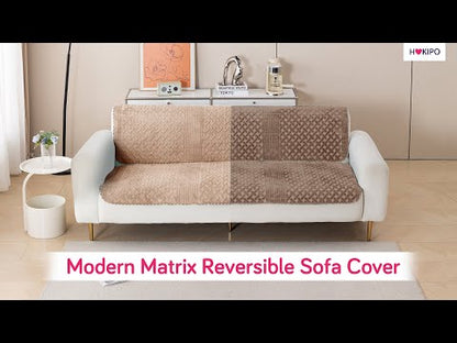 Modern Matrix 5-Seater Reversible Sofa Cover (3+1+1), Light Taupe