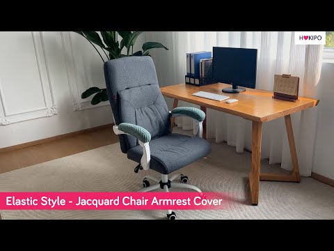 170gsm Jacquard Armrest Covers for Office Chair (Elastic Style), 1 Pair, Navy Blue