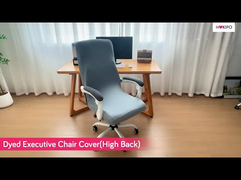 Office Chair Cover for Executive Chair (High-Back) – 140 GSM Stretch Fabric – Washable, Durable & Anti-Slip – Fits High-Back Office Chairs, Grey