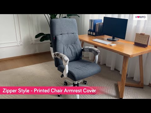 140gsm Printed Armrest Covers for Office Chair (Zipper Style), 1 Pair, Snow White Black Geometry